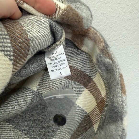 Fore Plaid Wool Blend Button Up Thick Flannel Shacket Womens size Small - Picture 5 of 10